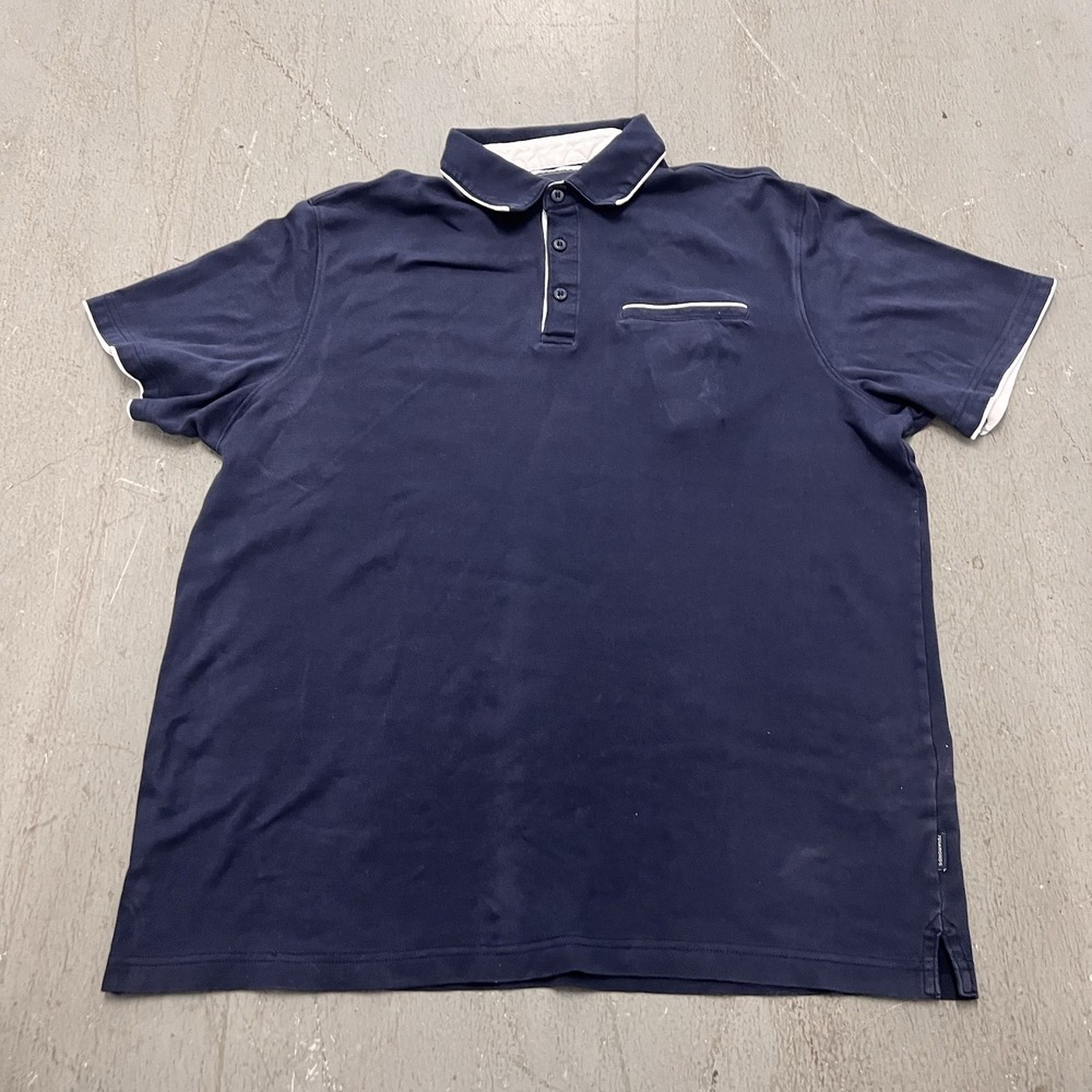 7 Diamonds‎ Polo Shirt Mens Size L Navy With White Trim Short Sleeve Casual Golf